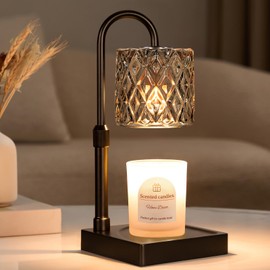 Dark Grey Candle Warmer Lamp with Timer -Dimmable Adjustable Height Wax Melt Warmer for Jar Candles,Vintage Home Decor with Elegant Clear Glass,Birthday Gifts for Women, Mom, Friend, Sister