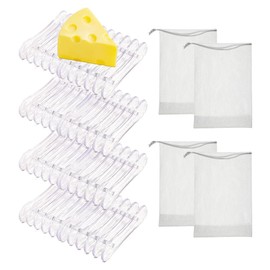 4 Pieces Rectangular Clear Plastic Bar Soap Holder Bar Holder Tray Soap Sponge Holder Soap Soap Dish for Kitchen Bathroom Shower Counter Restaurant Counter