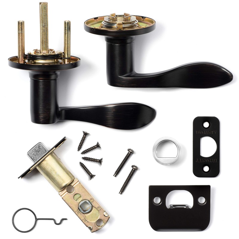 Dynasty Hardware HER-82-12P Heritage Lever Passage Set, Aged Oil Rubbed
