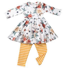 fioukiay Toddler-Girls-Fall-Clothes-Set Little Girls Highlow Tunic Tops+Leggings Outfit Boutique Clothing (Yellow, 2T)