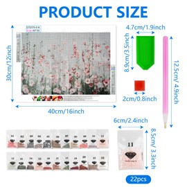 WYTNB 5D Diamond Art Painting Kits, Crystal Rhinestone Embroidery Craft Kits, DIY Craft Paintings Kits Gifts, Flowers Crystal Gem Art Kits for Adults Kids, Diamond Art Canvas for Home Wall Decoration