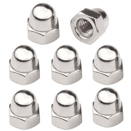 SINGWAYS License Plate Retainer Nuts/Screws Compatible with Volvo XC90/ V90/ S60/ S40/ OEM Part 968458 (Screws onto Existing Stud) - Tall Dome/Acorn Head with Flange Stainless Steel Cap - 8 PCS