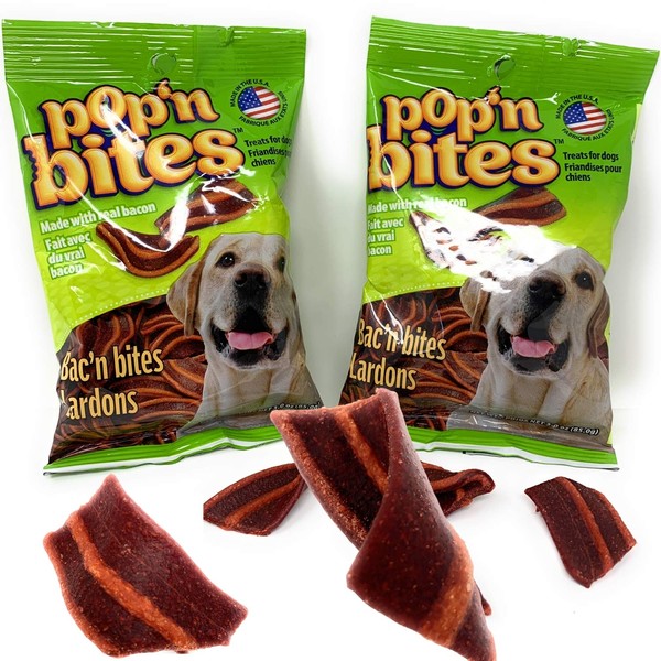 Pop' N Bites Jerky Bacon Treats for Dogs - Made
