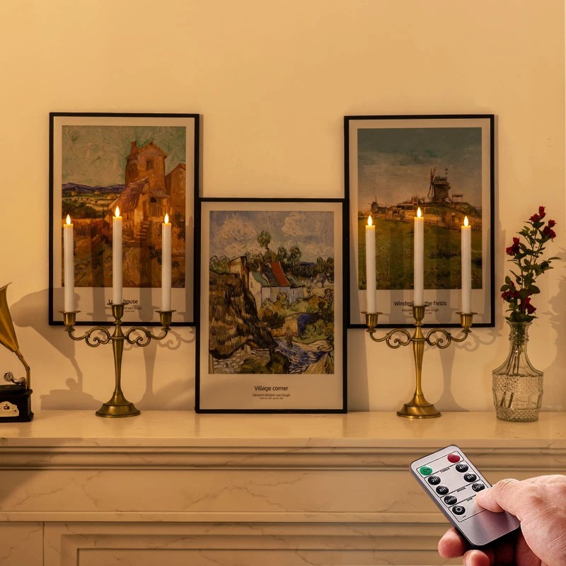 Homemory Remote Control LED Taper Candles 6 Pack Real Wax