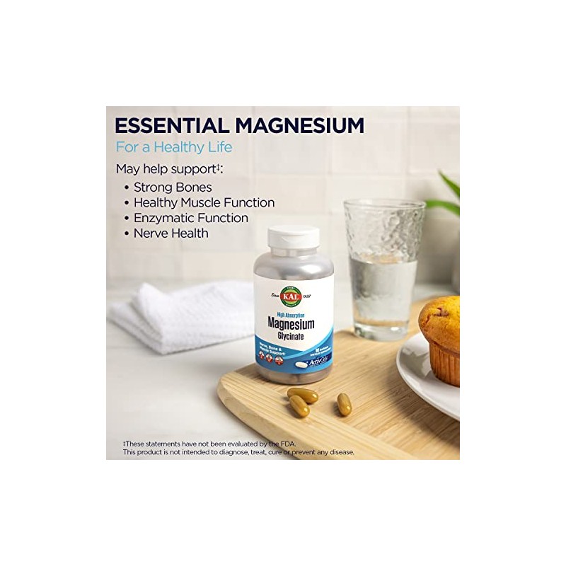 KAL- “Magnesio Glicinato ActivGels 315mg, Suplemento de Magnesio de Alta