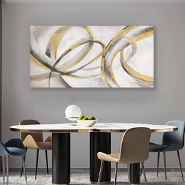 Abstract Canvas Wall Art For Living Room Framed Wall Decor For Bedroom Office Wall Decor Brown and Gold Lines Paintings Wall Pictures Artwork Modern Aesthetic Home Decor 29x58 In