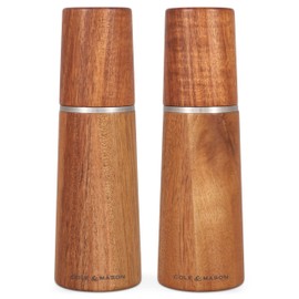 Cole & Mason Marlow Wood Mill Set - Balanced Salt and Pepper Grinders - Refillable Spice Tools - Adjustable Salt and Peppercorn Grinder Settings - Acacia Wood