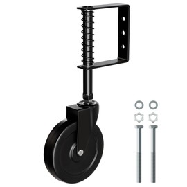 EVCUHASL 5" Spring Loaded Gate Caster Wheel, Heavy Duty Gate Wheels with 360° Swivel for Outdoor Wooden Gates, Fence Gates and Metal Tube Gate, 220 Lbs Capacity, Black, 1 Pack