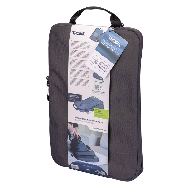 TROIKA Travel Compression Bags Set Blue Cycle Packing Cubes -