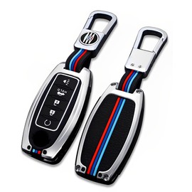 YONUFI for Nissan Key Fob Cover Case, Metal Shell 5 Buttons Smart Key Holder Protector Compatible for Titan Pathfinder Frontier Rogue Altima Kicks Murano Armada Maxima(NSB5-Silver)