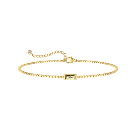 SUFOPE Gold Birthstones Bracelet for Women Christmas Birthday Gifts August Apple Green Dainty Gold Plated Birthstones Bracelet Waterproof Jewelry for Women Trendy Adjustable 6.3+1.2 Inch Extend