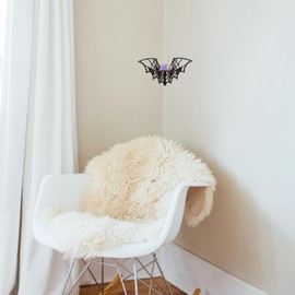 HOLIDYOYO Bat Corner Shelves, Wooden Bat Wall Corner Shelves Gothic Wooden Floating Shelves Crystal Display Shelf Spooky Wall Corner Shelves for Bedroom Bathroom Kitchen Room