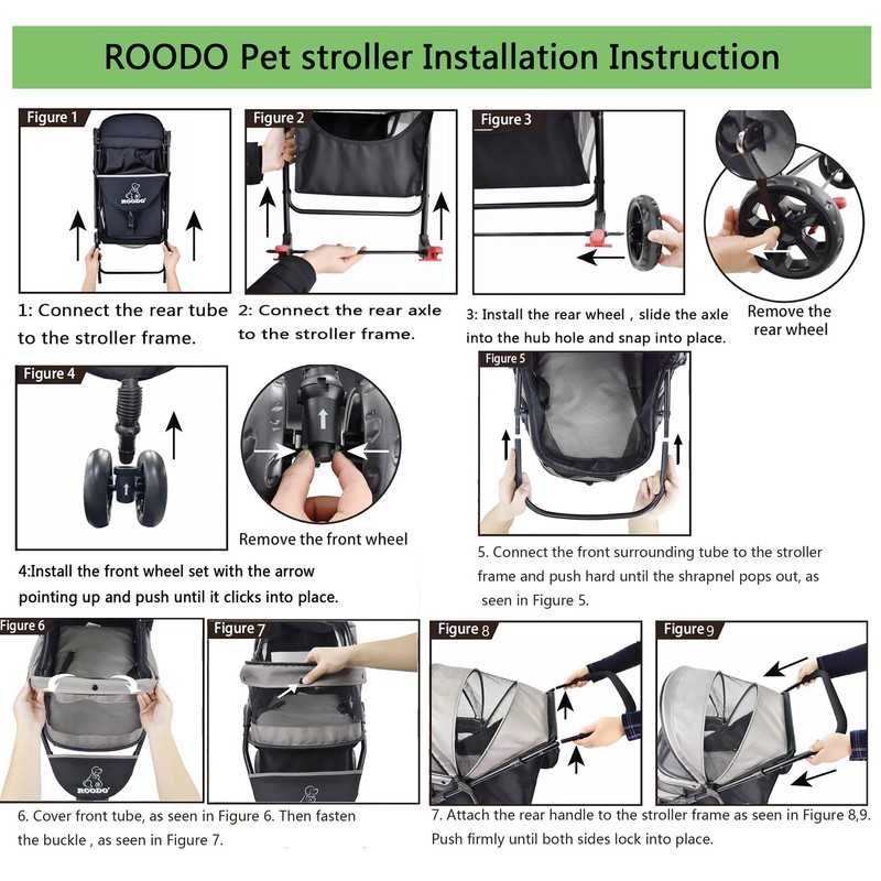 ROODO 3 Wheel Pet Stroller Best Lightweight Foldable Compact Portable