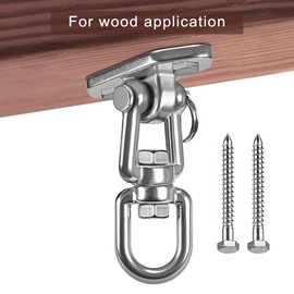 WAREMAID Hammock Chair Hanging Kit Swing Ceiling Mount, Heavy Duty 360° Swivel Swing Hanger Hook, Playground Hanging Chair, Yoga, Tree, Gym, Rope, Swing Set Bracket, Punching Bag Hardware, 453Kg Load