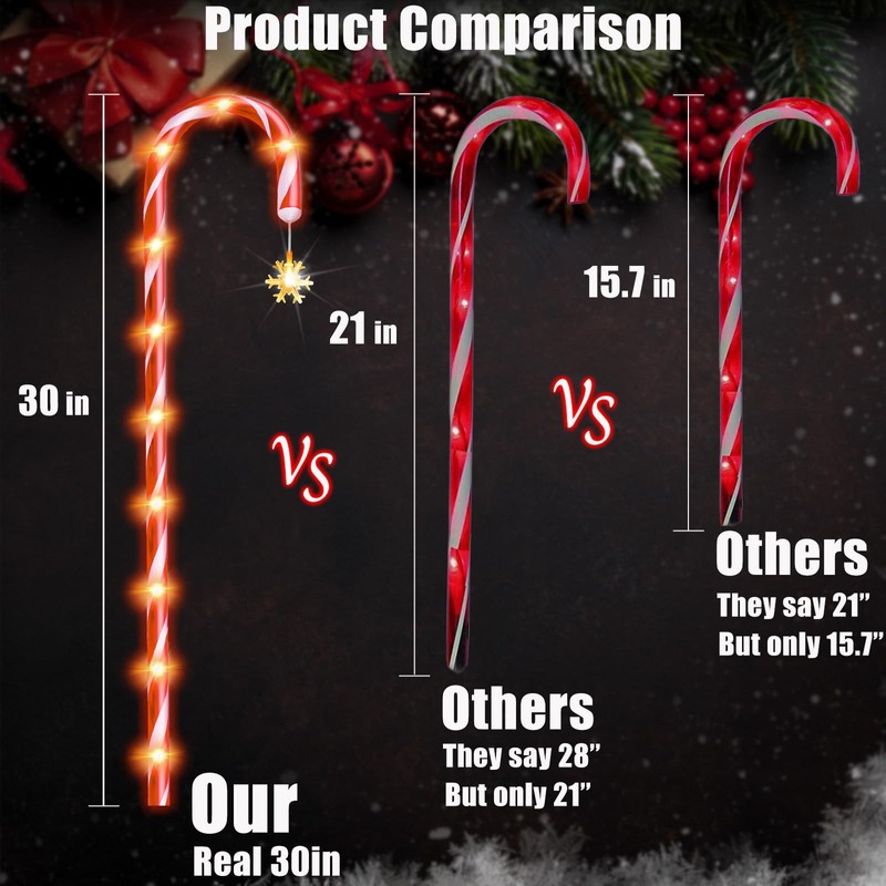 36" Outdoor Christmas Decorations, Auto Timer Real 30" Candy Cane