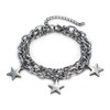 Fusamk Women’s Star Bracelet Stainless Steel Link Chain, Double Layer