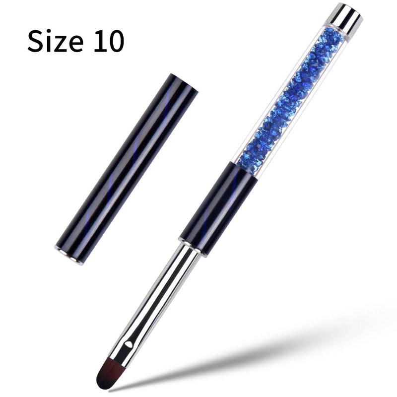 Ycyan 3Pcs Oval Gel Nail Brush Set Rhinestone Handle Professional