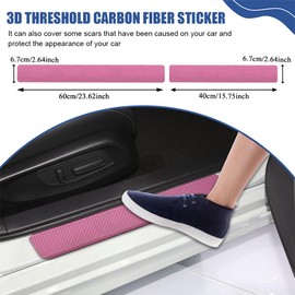 QZTYTY 4PCS Car Door Sill Protector, Car Door Edge Guards, 3D Carbon Fiber Auto Door Entry Edge Guard Protection Trim, Anti-Scratch Car Door Threshold Strips Car Accessories for Vehicles (3D Pink)