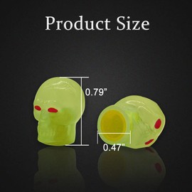 4 Pcs Car Tire Valve Stem Caps, Noctilucent Skull Automobile Tire Valve Stem Caps, Fluorescent Skull Tire Valve Stem Caps, Glow in The Dark Tire Valve Caps for Most Cars, Motorcycles, Trucks (Yellow)