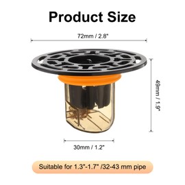 uxcell 2Pcs Odor Proof Floor Drain, ABS Shower Floor Drain Backflow Preventer Anti-Clogging Single Way Drain Valve Sewer Sealing Ring for Kitchen Bathroom Laundry (Black Clear Orange)