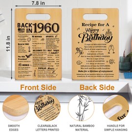 65th Birthday Gifts for Women Men,Back In 1960&Recipe for A Happy Birthday Double sided Cutting Board Gift for Her Him,65th birthday gifts ideas,cool gifts for 65 year old woman
