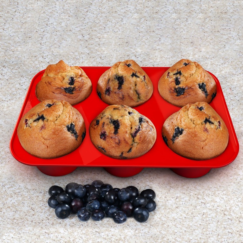Silicone Texas Muffin Pan 6-Cups, Jumbo Muffin Pan Set of