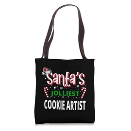 Santa's Jolliest Cookie Artist Merry Xmas on Funny Christmas Tote Bag