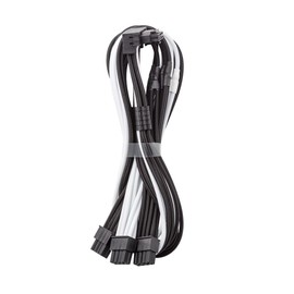 CableMod RT-Series Pro ModMesh Sleeved 12V-2x6 12VHPWR 90° StealthSense PCIe Cable for ASUS/Seasonic/Phanteks - Variant B (Black + White, 16-pin to Triple 8-pin, 60cm)