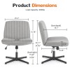 Adjustable Swivel Wide Desk Armless Cross-Legged Rocking Chair for Office