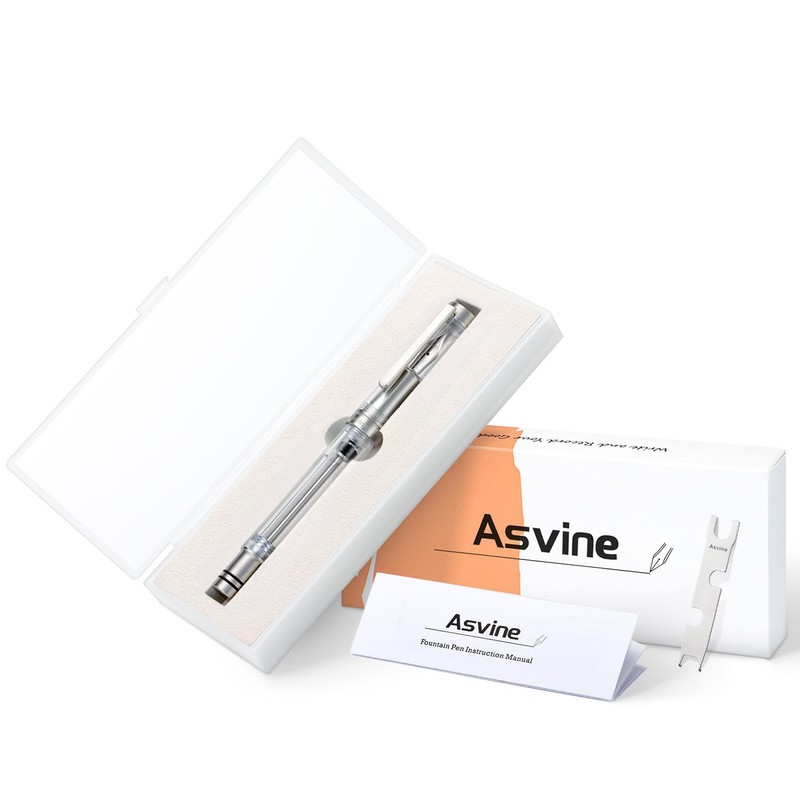 Asvine Vacuum Filling Fountain Pen Luxury Titanium Fine Point Pen
