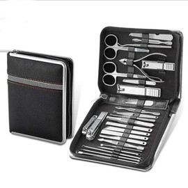 Juego de Manicura, Cortaúñas, Kit de Pedicura, 26 Piezas, Kit de Manicura de Acero Inoxidable, Kits de Aseo Profesional, Herramientas para el Cuidado de las Uñas con Lujoso (negro)