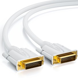 deleyCON 1.5 m DVI Cable Dual Link 24+1 HDTV Resolutions up to 2560 x 1080 Full HD 1080p 3D Ready DVI-D Dual Link Gold-Plated Contacts White