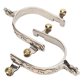 Fockety 1 par de Espuelas de Caballo, de Acero Inoxidable Western Cowboys Spurs con Engranaje Giratorio, Decoración Tallada Profesional No óxido Caballo Bota Espuelas, Hombres Mujeres