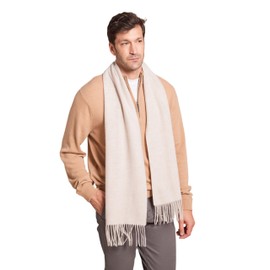 Alashan Cashmere Ultra-Fine Merino Wool and Cashmere Blend Woven Scarf -Luxe fabric-Lightweight- 72" x 12" (Oat Milk)