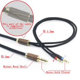 ABLET 4.4mm Balanced Cable Compatible with Hifiman Sundara, Ananda, Arya, HE400SE, HE4XX, Edition XS Headphone Dual 3.5mm Male 6N OCC Copper Silver Plated Cord Walnut Wood Shell 10ft