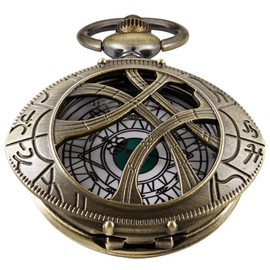 Tiong Vintage Doctor Strange Quartz Pocket Watch, Openwork Green Pupil Engraving Design Pocket Watch Necklace, Pendant Clothing Accessories for Men and Women