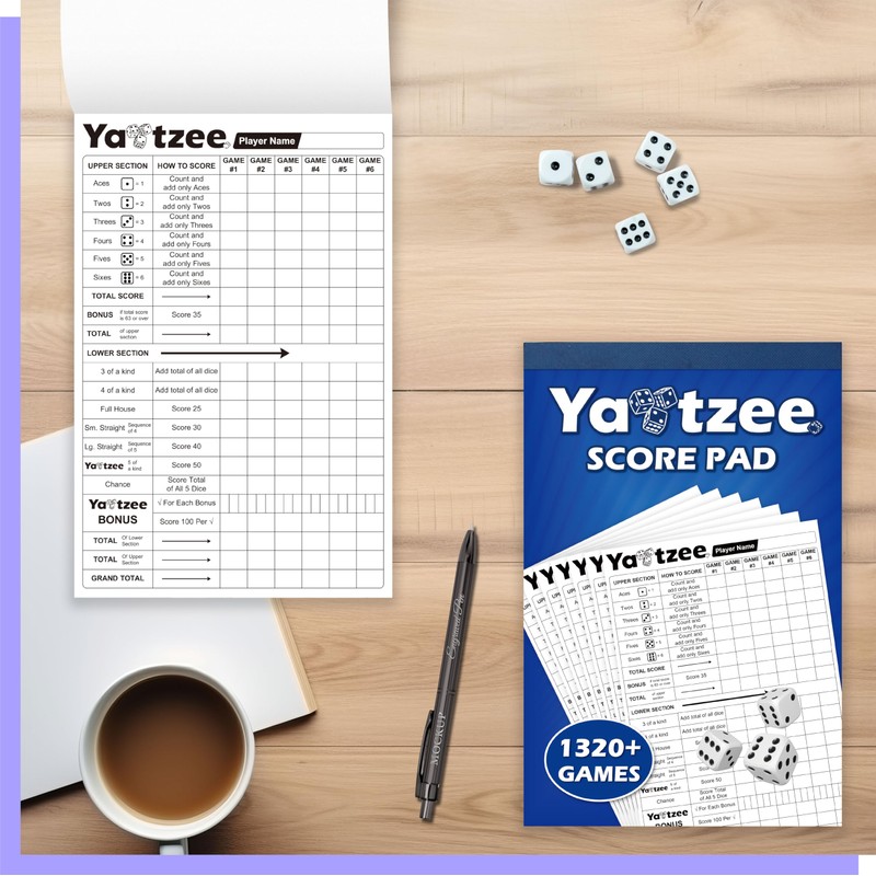 Gethelud 110 Sheets Score Pad for Yahtzee, 220 Tear-Off Pages