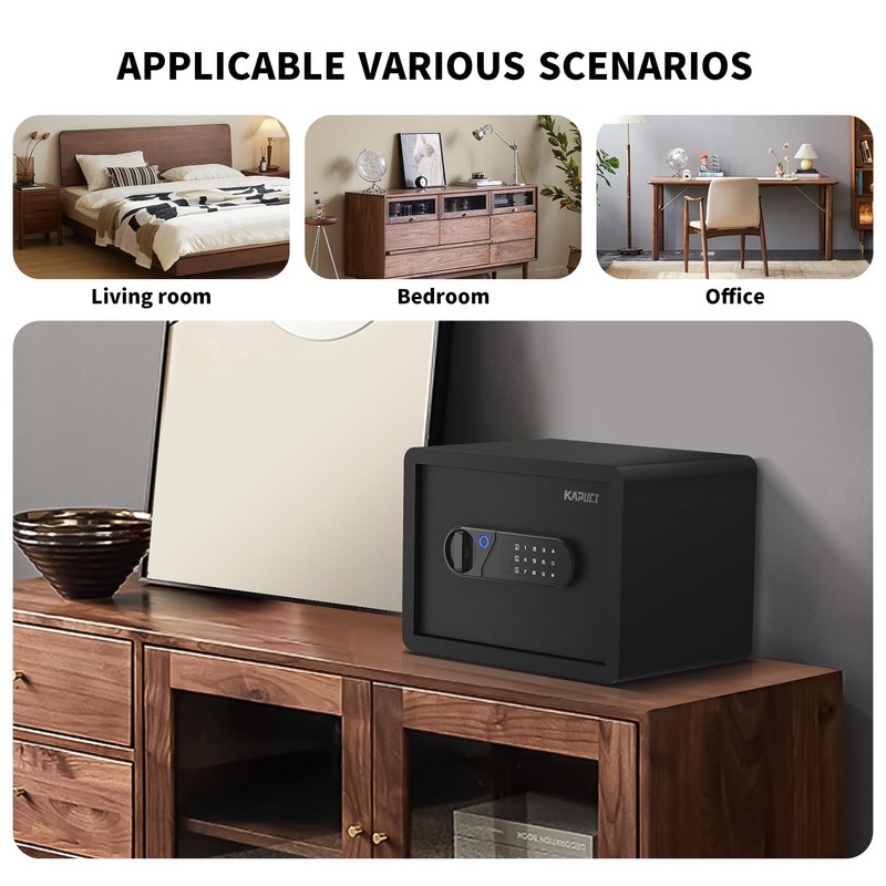 KAPUCI Biometric Fingerprint Touchscreen Small Home Security Safe (0.78 Cuft-Fingerprint)