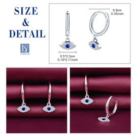 Yumilok Women's Creole Earrings Turkish Eye Stud Earrings Blue Eye Lucky Zirconia Earrings 925 Sterling Silver Earrings Hoop Huggie Piercing for Women Girls, Sterling Silver