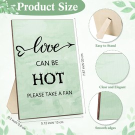 Anglechic 51 Pcs Wedding Fans for Guests Wedding Favor Paper Fans with Handle Bulk Table Sign for Ceremony Bridal Party Decoration(Green,Classic)