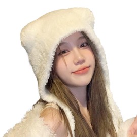 [Lamerry] Cat Ears Knit Hat, Subculture Type, Mine-based Harajuku Series, Korea, Y2K Beanie, Knit Cap, Bear Ears, Cute Hat, Cold Protection, Autumn and Winter, Ears, Hat with Ears, White, Women's,