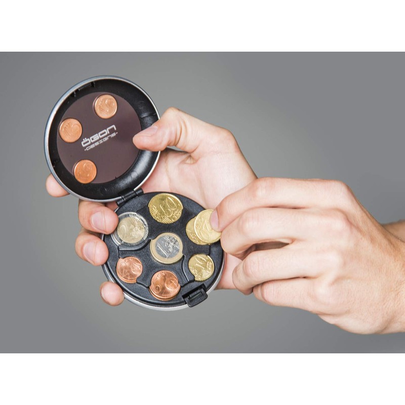 ÖGON DESIGN Euro Coin Dispenser Münzspender, Silber, Einheitsgröße