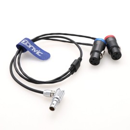 Eonvic Audio Cable for ARRI Alexa 35 Mini LF Camera Right Angle 0B 6pin Male to Dual Channel Low-Profile XLR 3 Pin Female Y Splitter Cable 60cm