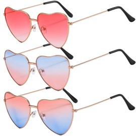 3 Pieces Ombre Heart Shaped Sunglasses, Heart Shaped Sunglasses, Holiday Glasses, Women'S Holiday Accessories, Sunglasses Funny, Funny Accessories