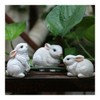 Vobomo White-Rabbits Statues Garden Décor Rabbits-Family Garden Sculptures Outdoor Statues