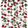 Miracliy 5 Pack 47 FT Fake Rose Vine Flowers Plants
