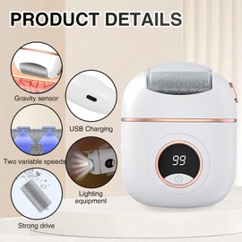 Funnaura Electric Hard Skin Remover for Feet, Foot File Grinder with 8 Replacement Rollers (White)