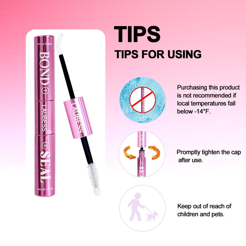 Lash Glue LAUBESS Waterproof 2-IN-1 Lash Bond and Seal Eyelash