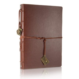 Leather Photo Album,ThxMadam Vintage Scrapbook DIY Memory Book Wedding Guest Book w 60 BlackPages Present for Valentines Anniversary Mother's Day Christmas Birthday Gift for Man&women Boy(Brown,Large)