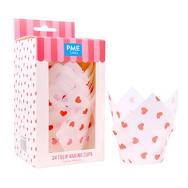 PME Valentines Tulip Muffin Cases - Love Hearts, Set of 24